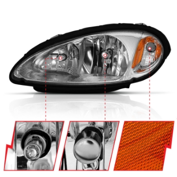 Picture of ANZO 2001-2005 Chrysler Pt Cruiser Crystal Headlight Chrome Amber OE