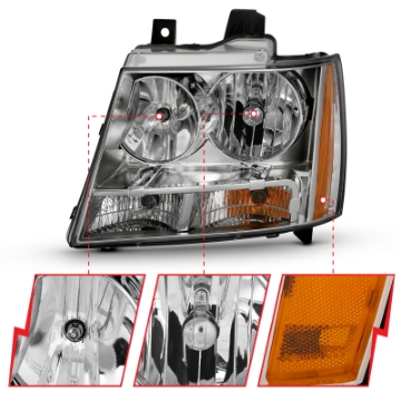 Picture of ANZO 2007-2014 Chevy Tahoe Crystal Headlight Chrome AmberOE