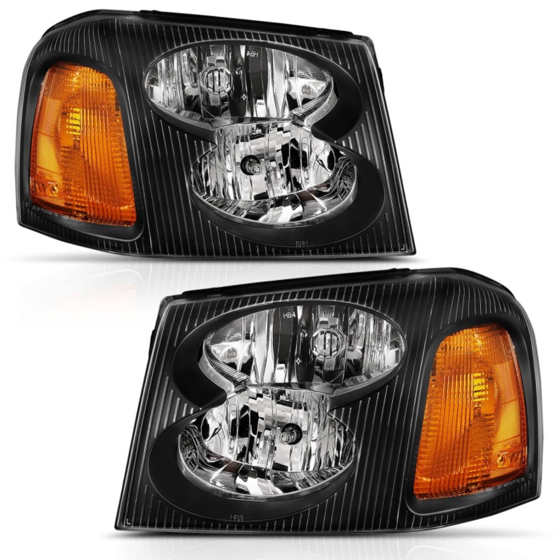 Picture of ANZO 2002-2009 Gmc Envoy Crystal Headlight  Black Amber