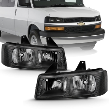 Picture of ANZO 2003-2017 Chevy Express Crystal Headlight Black