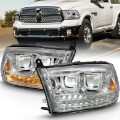 Picture of ANZO 2009-2018 Dodge Ram 1500 Led Projector Plank Style Switchback H-L Halo Chrome Amber OE Style