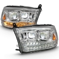Picture of ANZO 2009-2018 Dodge Ram 1500 Led Projector Plank Style Switchback H-L Halo Chrome Amber OE Style