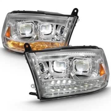 Picture of ANZO 2009-2018 Dodge Ram 1500 Led Projector Plank Style Switchback H-L Halo Chrome Amber OE Style
