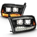 Picture of ANZO 2009-2018 Dodge Ram 1500 Led Projector Plank Style Switchback H-L Halo Black Amber OE Style