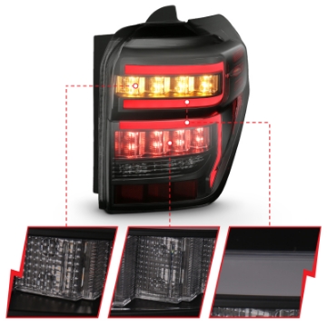 Picture of ANZO 2014-2020 Toyota 4Runner T-L Black Housing Smoke Lens Red Light Bar W-Sequential