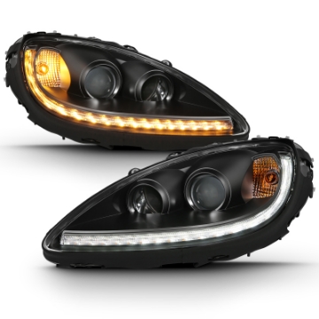 Picture of ANZO 2005-2013 Chevy Corvette Projector Plank Style Switchback H-L- Black Amber