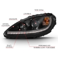 Picture of ANZO 2005-2013 Chevy Corvette Projector Plank Style Switchback H-L- Black Amber