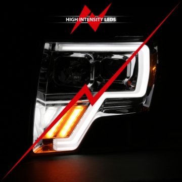 Picture of ANZO 2009-2013 Ford F-150 Projector Light Bar G4 Switchback Headlights Chrome Amber
