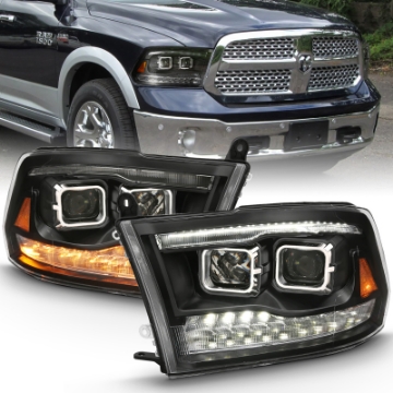 Picture of ANZO 2009-2018 Dodge Ram 1500 Projector H-L- Switchback Black Amber