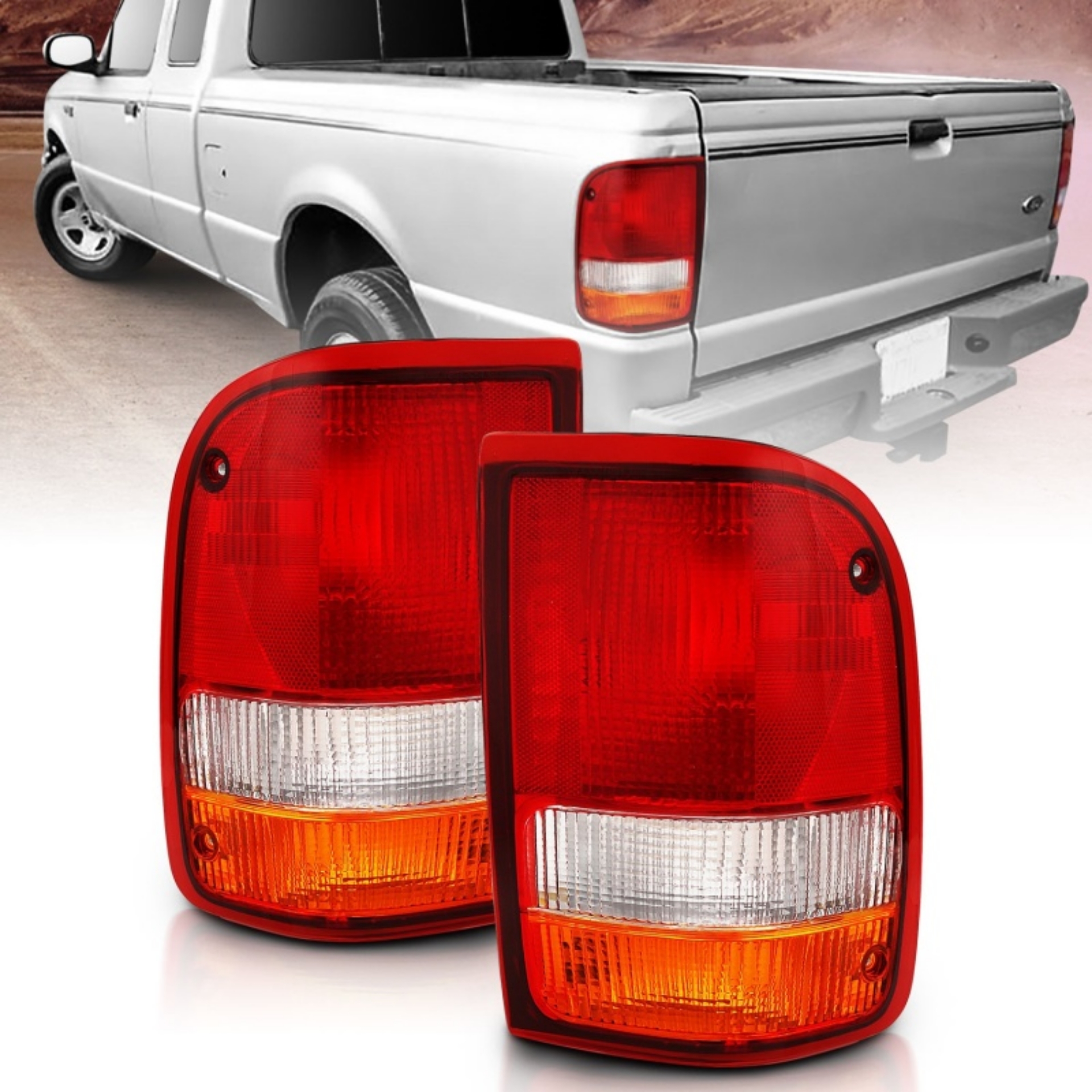 Picture of ANZO 1993-1997 Ford Ranger Tail Light Red-Cear OE