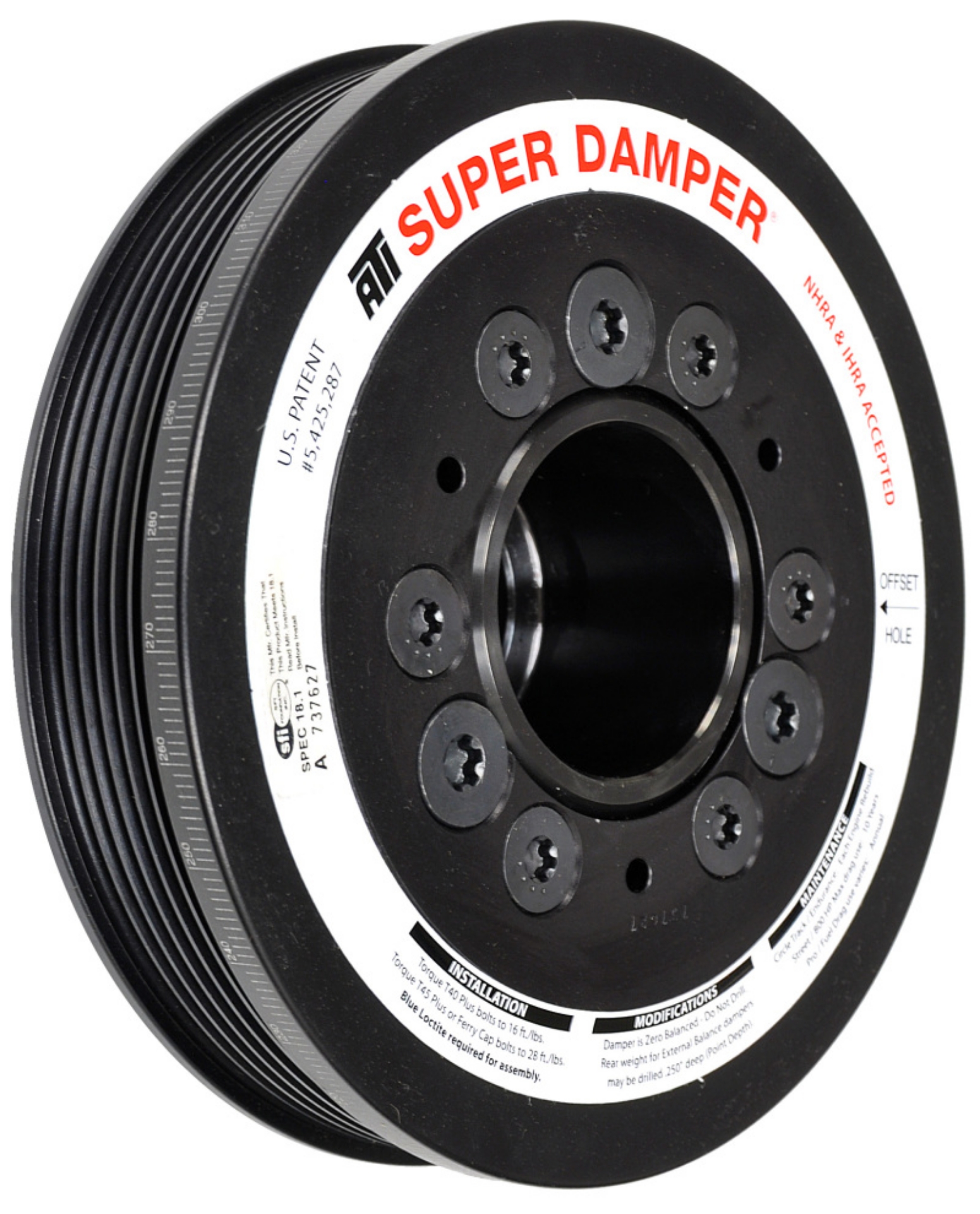 Picture of ATI Damper - 6-78in - AL - 6 Grv - 10 Per UD - LS1-2-3-6-L76 - 97-13 28T 8mm HTD Drive Rear - 3 Ring
