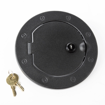 Picture of Rugged Ridge 07-18 Jeep Wrangler JK Textured Black Locking Gas Cap Door
