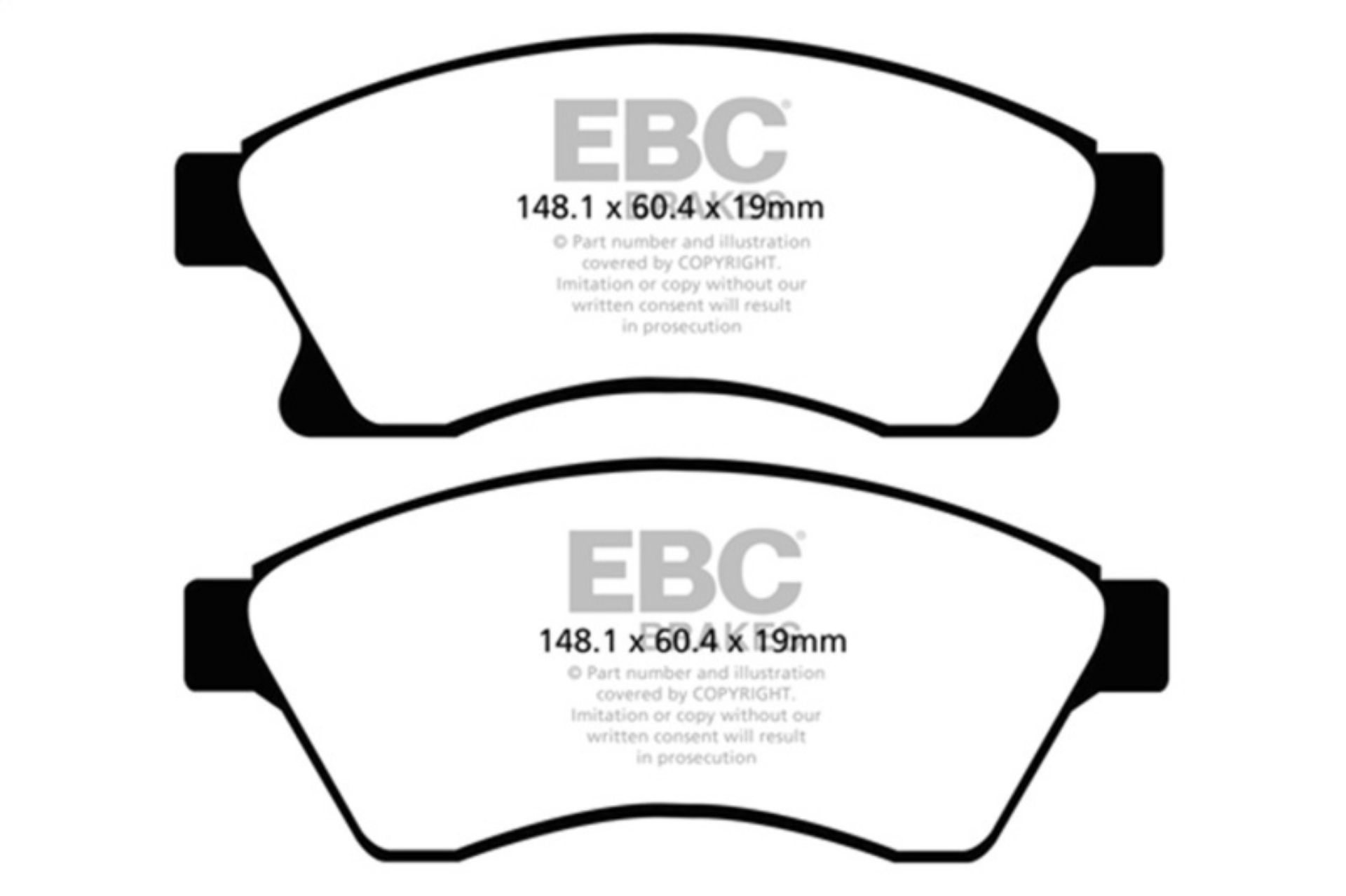 Picture of EBC 11+ Chevrolet Cruze 1-4 Turbo 10-9 inch front rotor Yellowstuff Front Brake Pads