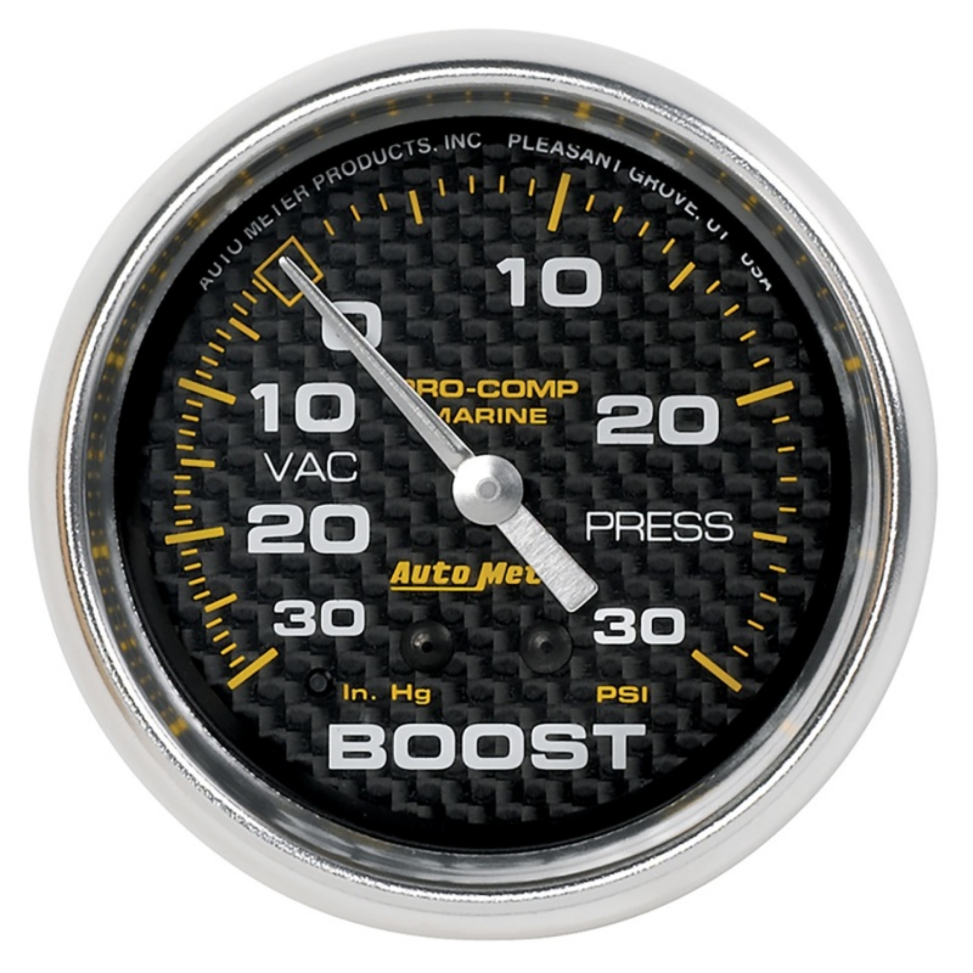Picture of Autometer Marine Carbon Fiber Gauge 2-5-8in Mechanical Vacuum-Boost Gauge 30INHG-30PSI