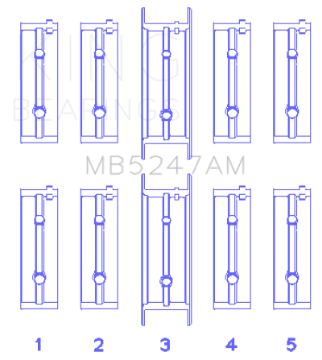 Picture of King Engine Bearings Chevrolet L4 2-2L Ecotec AM-Series Main Bearings Set of 5