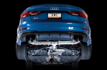 Picture of AWE Tuning Audi 8V S3 Track Edition Exhaust w-Diamond Black Tips 102mm