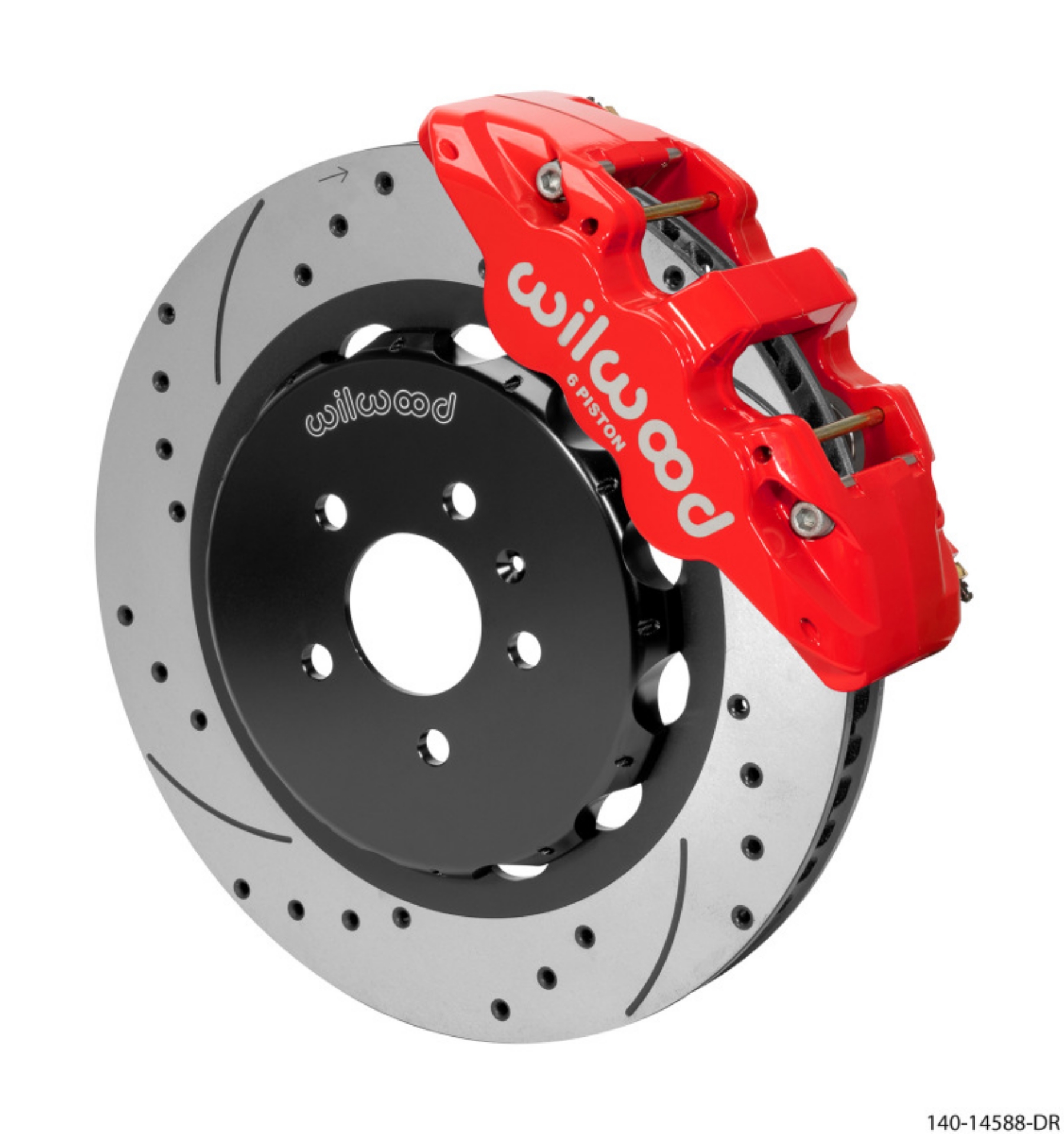 Picture of Wilwood AERO6 Front Kit 15-00in BBK - 08-12 Audi A4-A5-S5 - Drilled & Slotted Rotor - Red