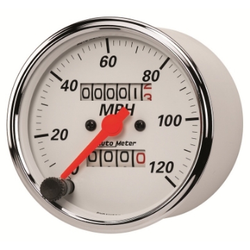 Picture of Autometer Arctic White 3-1-8in 0-120 MPH Mechanical Speedometer Gauge