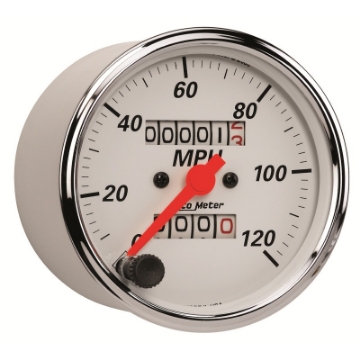 Picture of Autometer Arctic White 3-1-8in 0-120 MPH Mechanical Speedometer Gauge