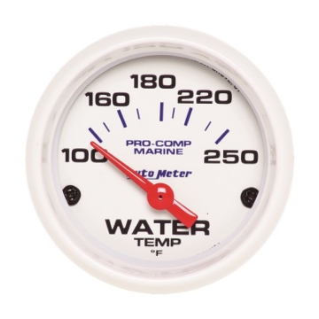 Picture of Autometer Marine White Gauge 2-1-16in Electric Water Temperature Gauge 100-250 Deg F