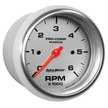 Picture of Autometer Marine Silver Ultra-Lite Gauge 3-3-8in Tachometer 6K RPM
