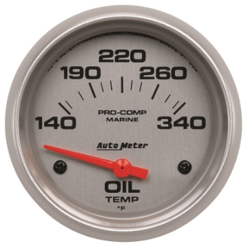 Picture of Autometer Marine Silver Ultra Lite Electric Oil Temperature Gauge 2-5-8in 140-300 Deg F