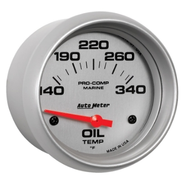 Picture of Autometer Marine Silver Ultra Lite Electric Oil Temperature Gauge 2-5-8in 140-300 Deg F