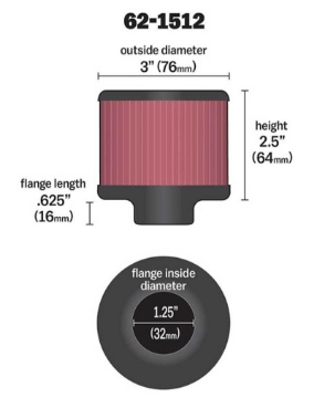 Picture of K&N Rubber Base Chrome Top Crankcase Vent Filter 1-1-4in Flg - 3in OD - 2-1-2in H w-Deflector Shield