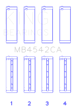Picture of King Nissan VQ20DE, VQ25DD, VQ30DE-DD-DET, VQ35DE Size Standard Crankshaft Main Bearing Set of 4