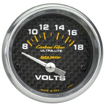 Picture of Autometer Carbon Fiber 52mm 8-18 Volt Electronic Volt meter