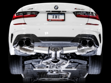 Picture of AWE Tuning 2019+ BMW M340i G20 Resonated Touring Edition Exhaust - Quad Diamond Black Tips