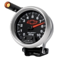 Picture of Autometer GM Red Bowtie Black 3-3-4in 0-10000 RPM Pedestal Mount Tachometer Quick-Lite