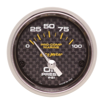 Picture of Autometer Marine Carbon Fiber 2-1-16in 100PSI Electric Oil Pressure Gauge