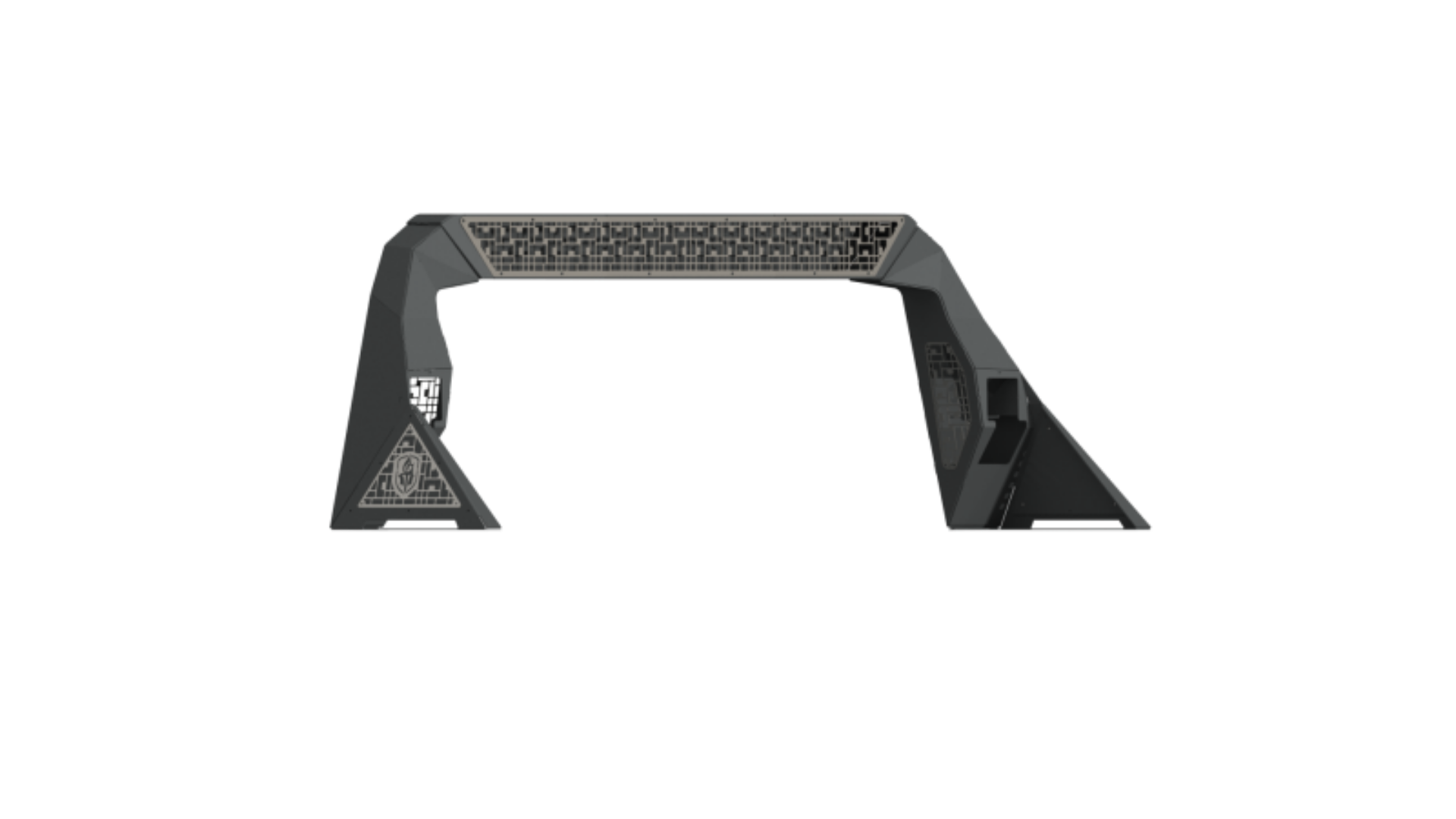 Picture of Road Armor 10-19 Dodge 1500 iDentity Headache Rack w-Bedrail Pods-40in Center Light Pod-Raw