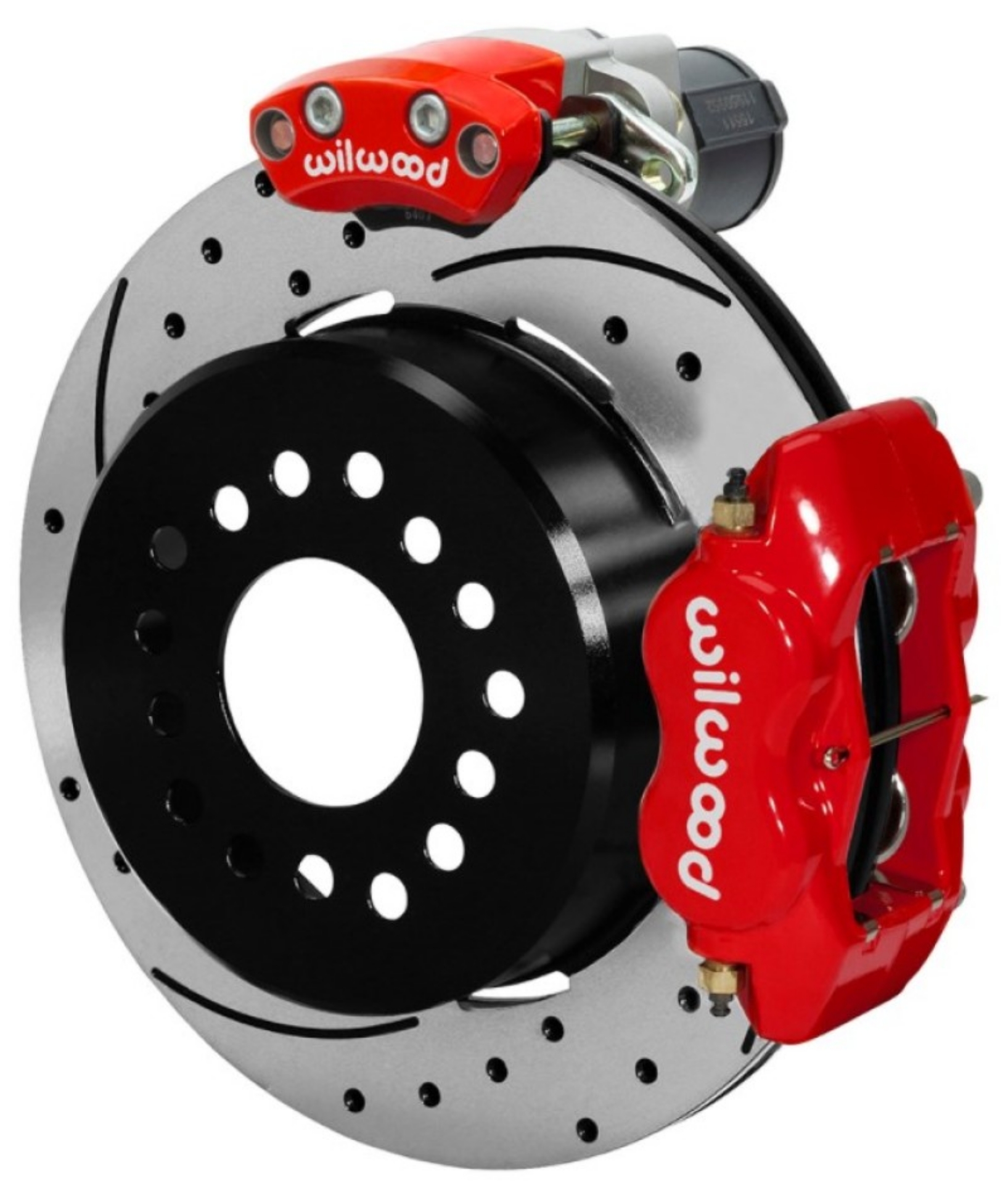 Picture of Wilwood Forged Dynalite Rear Electronic Parking Brake Kit - Red Powder Coat Caliper - D-S Rotor