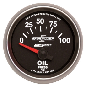 Picture of Autometer Sport-Comp II 52mm 0-100 PSI Short Sweep Electronic Oil Pressure Gauge