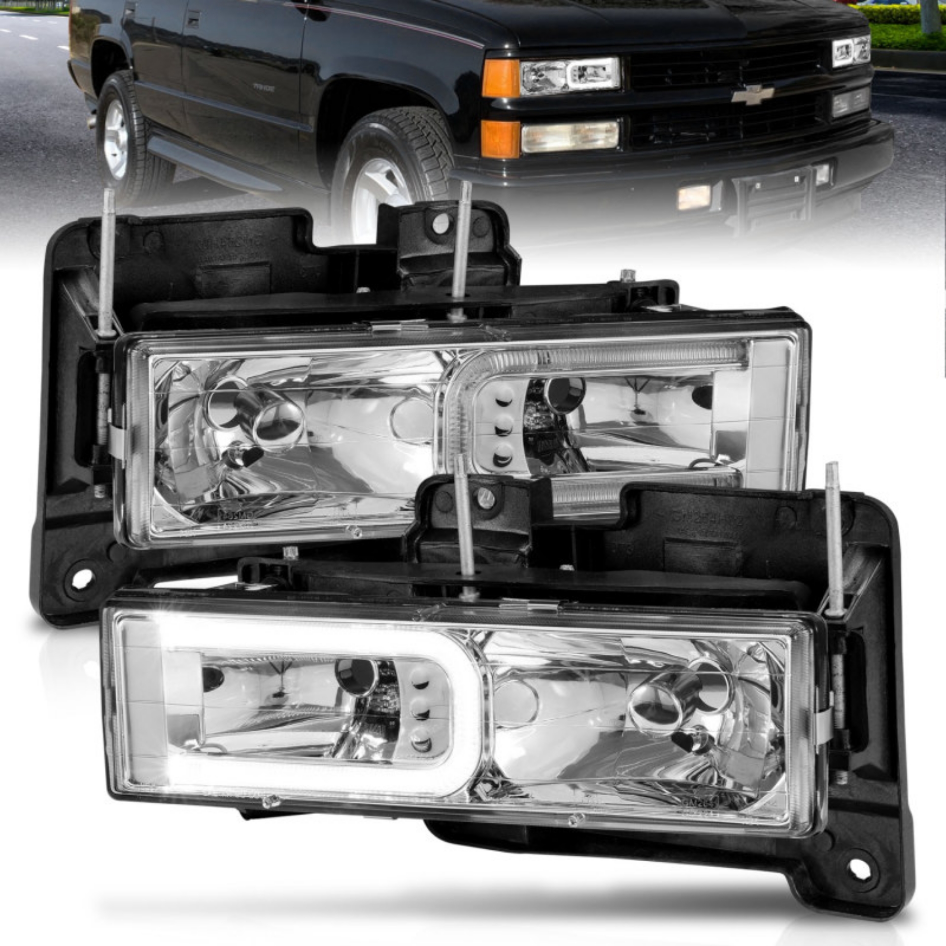 Picture of ANZO 1999-2000 Cadillac Escalade Crystal Headlights