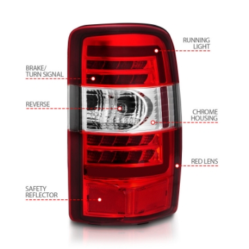 Picture of ANZO 2000-2006 Chevrolet Tahoe LED Tail Lights w- Red Lens Chrome Housing