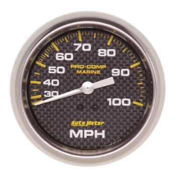 Picture of Autometer Marine Carbon Fiber 3-3-8in 100 MPH Mechanical Speedometer Gauge