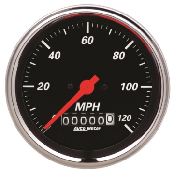 Picture of Autometer Designer Black 3-3-8in Electrical 120MPH Speedometer w- Wheel Odometer