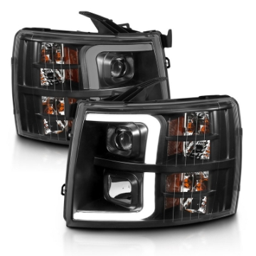Picture of ANZO 07-13 Chevrolet Silverado 3500 Projector Headlights - Black Amber