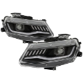 Picture of Spyder Chevy Camaro 16-18 Halogen Model Full LED Headlights Black PRO-YD-CCAM16HALAP-SEQ-BK