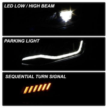 Picture of Spyder Chevy Camaro 16-18 HID Model Full LED Headlights Black PRO-YD-CCAM16HIDAP-SEQ-BK