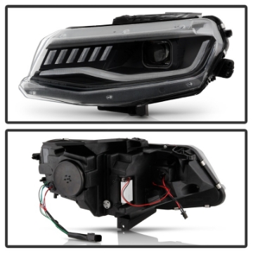 Picture of Spyder Chevy Camaro 16-18 HID Model Full LED Headlights Black PRO-YD-CCAM16HIDAP-SEQ-BK