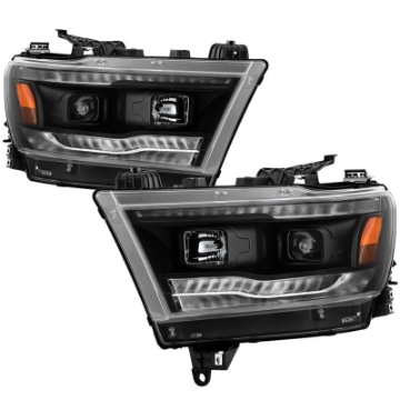 Picture of Spyder Dodge Ram 19-20 Halogen Model Projector Headlights Chrome PRO-YD-DR19HALSI-SEQ-BK