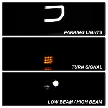 Picture of Spyder Ford F150 13-14 Xenon Model Only Light Bar Projector Headlights Blk PRO-YD-FF15013PL-SEQ-BK