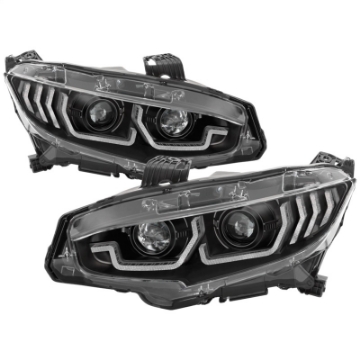 Picture of Spyder Honda Civic 16-18 2DR-4DR-Hatchback Headlight Black PRO-YD-HC16PL-SEQ-BK