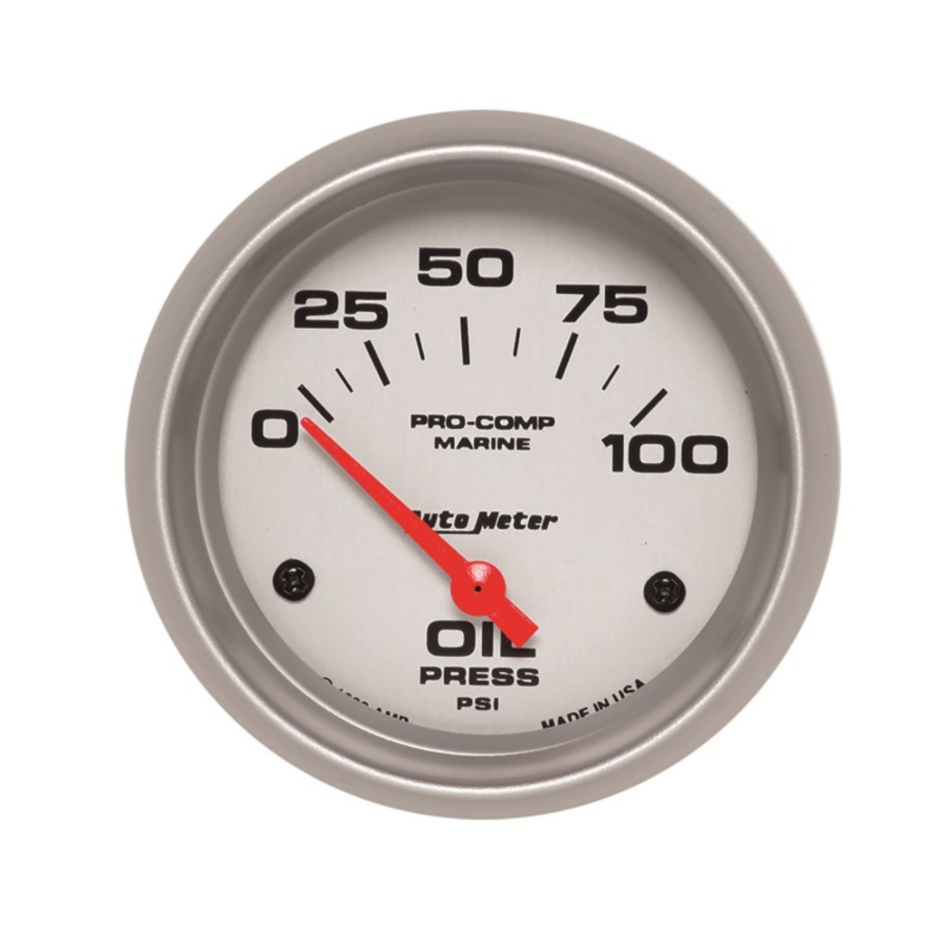 Picture of Autometer Marine Silver Ultra-Lite 2-5-8in 100PSI Electric Oil Pressure Gauge