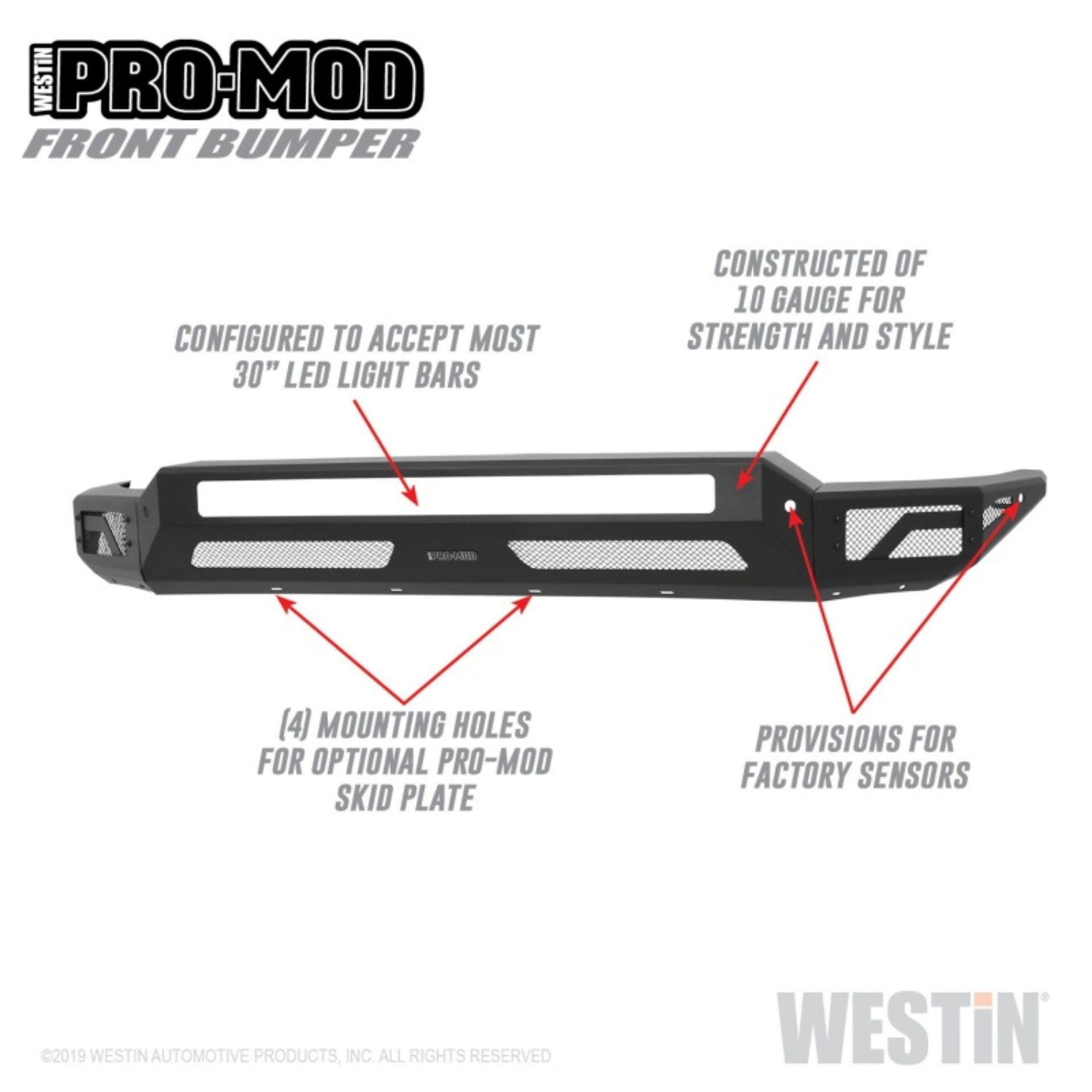 Picture of Westin 2020 Chevrolet Silverado 2500-3500 Pro-Mod Front Bumper - Textured Black