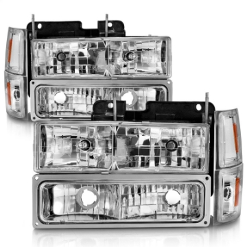 Picture of ANZO 88-98 Chevrolet C1500 Crystal Headlights Chrome w- Signal and Side Marker Lights
